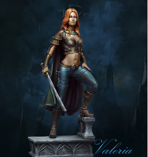 

Unpainted Kit 1/24 75MM VALERIA soldier with BASE figure Historical Resin kit miniature model