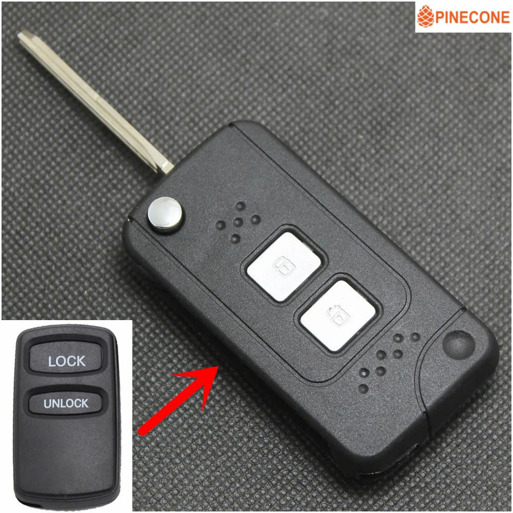 

PINECONE Key Case for MITSUBISHI PAJERO V73 OUTLANDER GRANDIS Auto Key 2 Buttons Uncut Blade Modified Remote Car Key Shell Fob