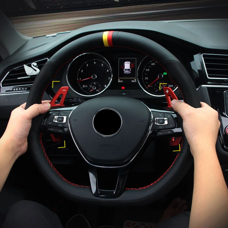 

For Volkswagen Tiguan / Atlas 2017 2018 Aluminum Car Styling Steering Wheel DSG Shift Paddle Extension Shifters Sticker Cover 2*