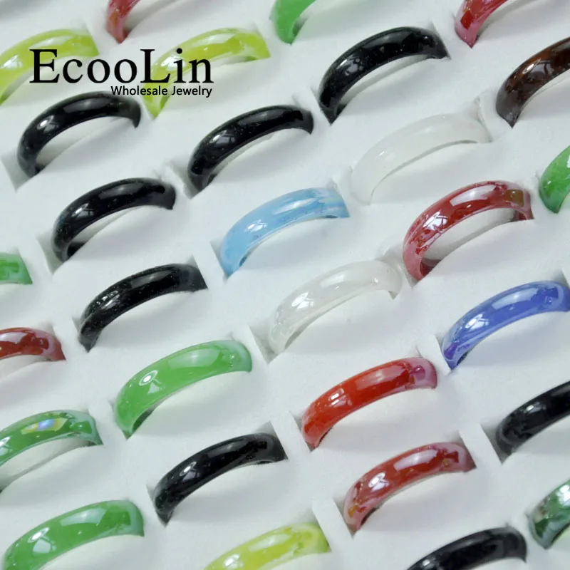 50 шт. ювелирные изделия EcooLin разноцветные кольца из стекловолокна для женщин и