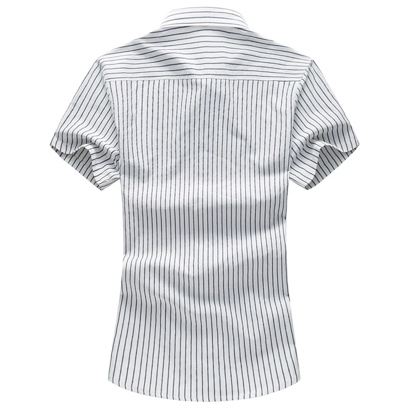 Мужская рубашка в полоску LONMMY 6XL 7XL хлопковая Повседневная брендовая одежда с