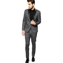 Мужские костюмы на заказ, костюмы жениха светло-серые деловые костюмы с отворотом для выпускного вечера, мужской свадебный костюм, костюмы(пиджак+ брюки