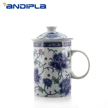 

300ml Jingdezhen Ceramic Blue and White Porcelain Tea Mug with Lid Office Teacup Master Cup Vintage Home Water Cup As Gift Decor