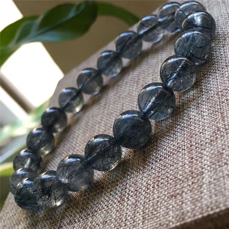 

Genuine Natural Blue Rutilated Quartz Crystal Bracelet For Woman Lady Gift Brazil 9mm Round Beads Gemstone Fashion Bracelets
