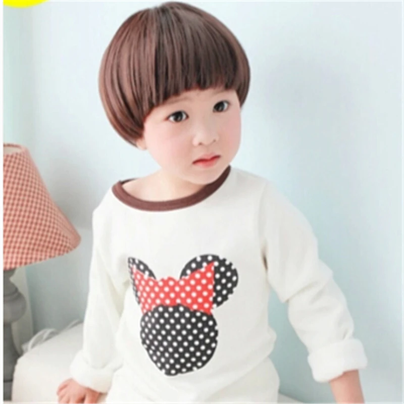 Cheap Baby Kids Short Bob Bowl Cut 2 Colors Heat Resistant