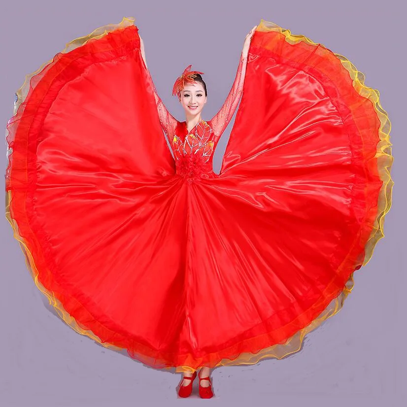 

new style 360 degree spanish vestido flamenco dress for women performance Chorus dance party falda flamenca Dress L228