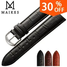 MAIKES New watch bracelet belt black watchbands genuine leather strap watch band 18mm 20mm 22mm watch accessories wristband