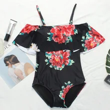 Новые летние пикантные Бразильский Топ Слитные купальники для будущих мам Для женщин цветочные черный Купальники для малышек Push Up купальник пляжная одежда милый ванный комплект
