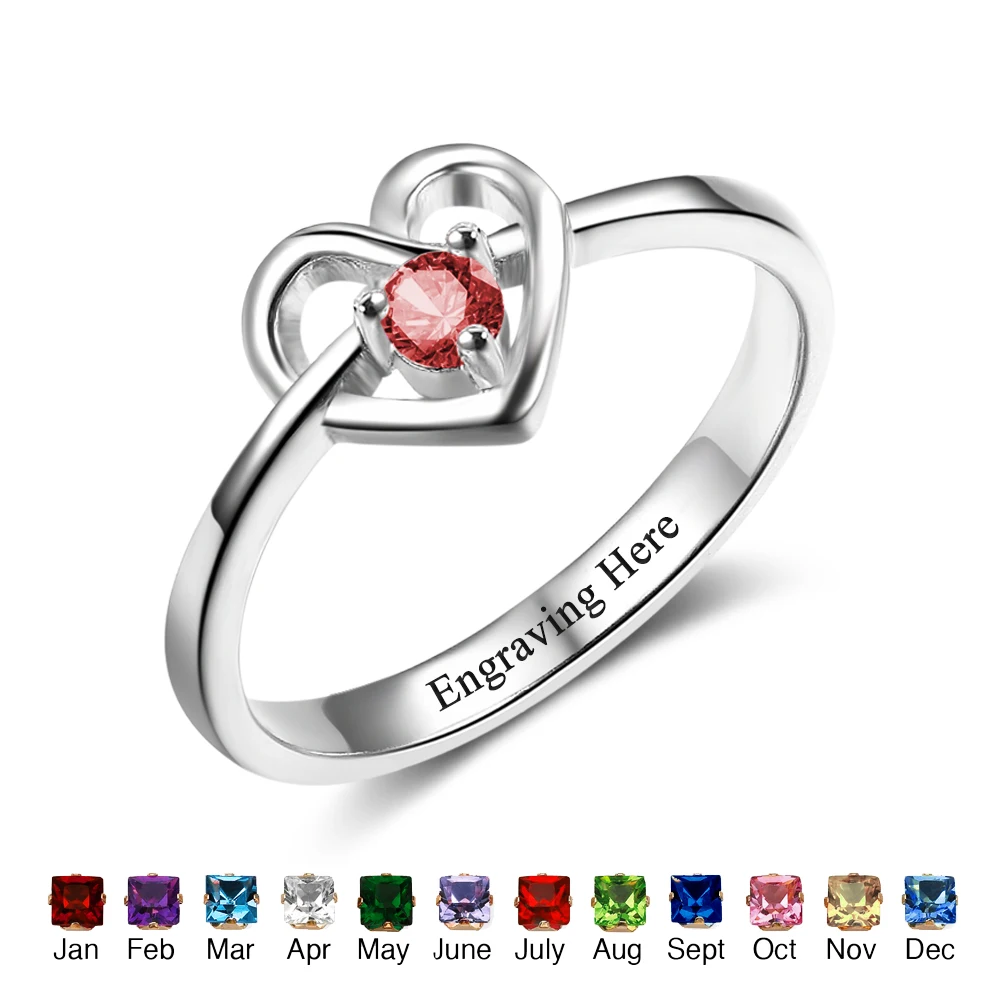 

Engagement Rings Custom Rings Engrave Name Heart Birthstone Jewelry Rings For Women Trendy Lover Gift(RI102498)
