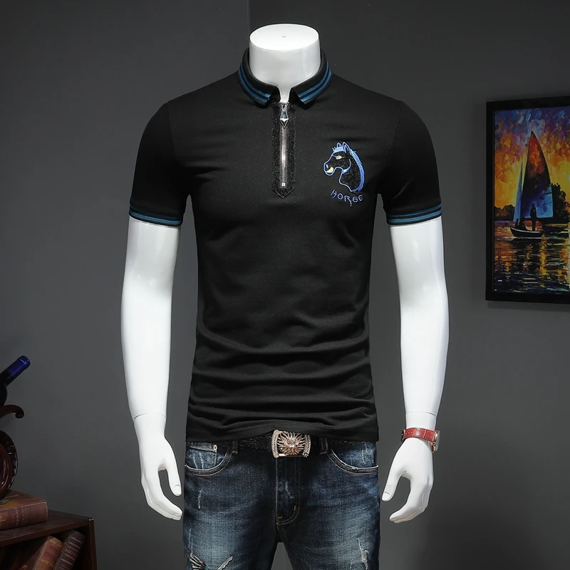 

2019 summer men lapel POLO short-sleeved shirt embroidered qiantang P75 2009 article number 58306