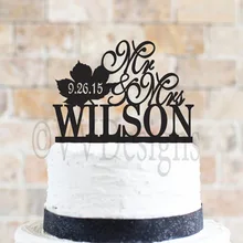 Персонализированный Свадебный клен листик для торта Топпер/свадебный торт стенд/свадебное украшение/на заказ Деревянный свадебный торт Топпер