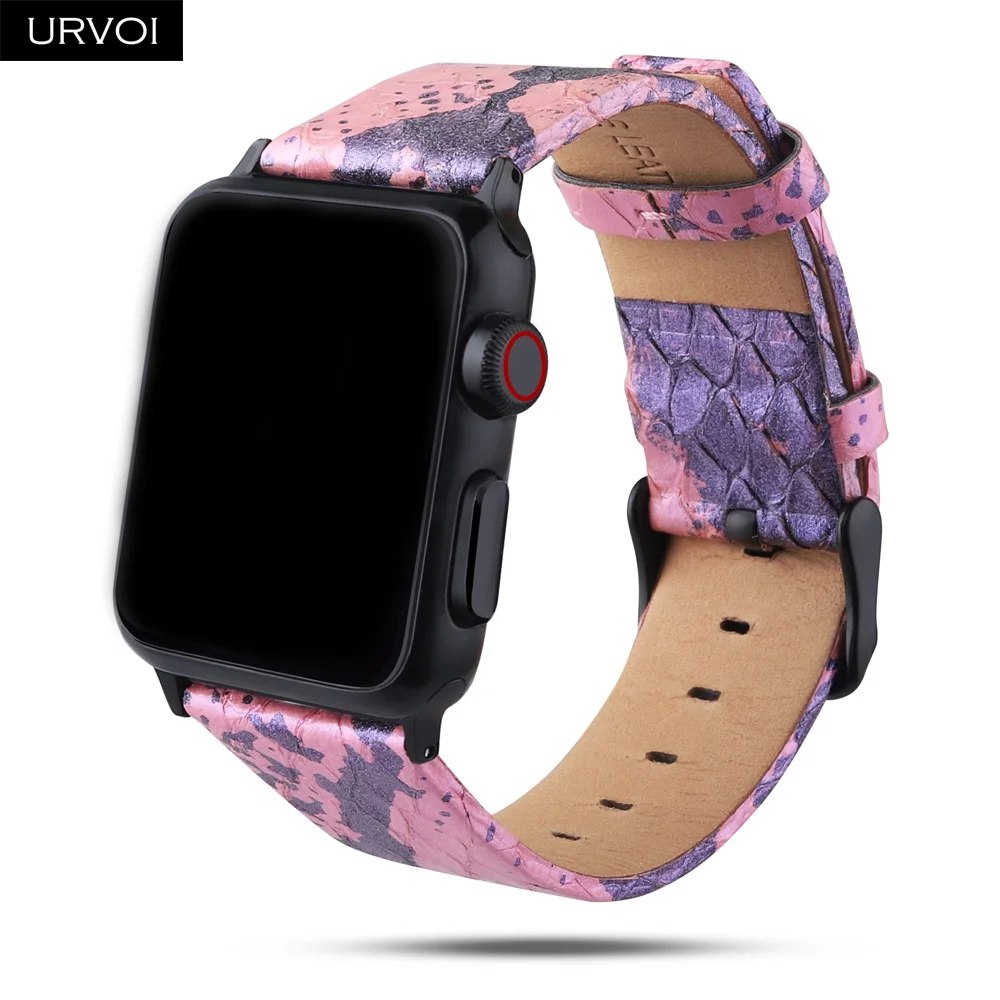 URVOI ремешок для наручных часов Apple Watch series 5/4/3/2/1 класса люкс из натуральной кожи питона матовый ремешок для наручных часов iWatch, Дикий Стиль прочная пряжка