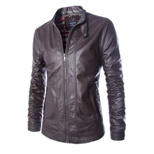 High Quality Brand Winter PU Washed Leather Jacket 2017 Fashion Men Casual Stand Collar Motorcycle Jacket Coat Plus Size M-5XL