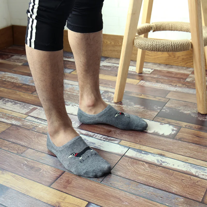 5 пар/лот Для мужчин носки Высокое качество хлопковые носки Модные Пёс из мультфильма Повседневное Нескользящие силиконовые невидимые