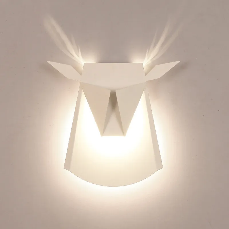 

Nordic Indoor Modern Simple Wall Lamp Bedroom Bedside Golden Black White LED Lights Deer Head Coffee Shop Post Free Shipping