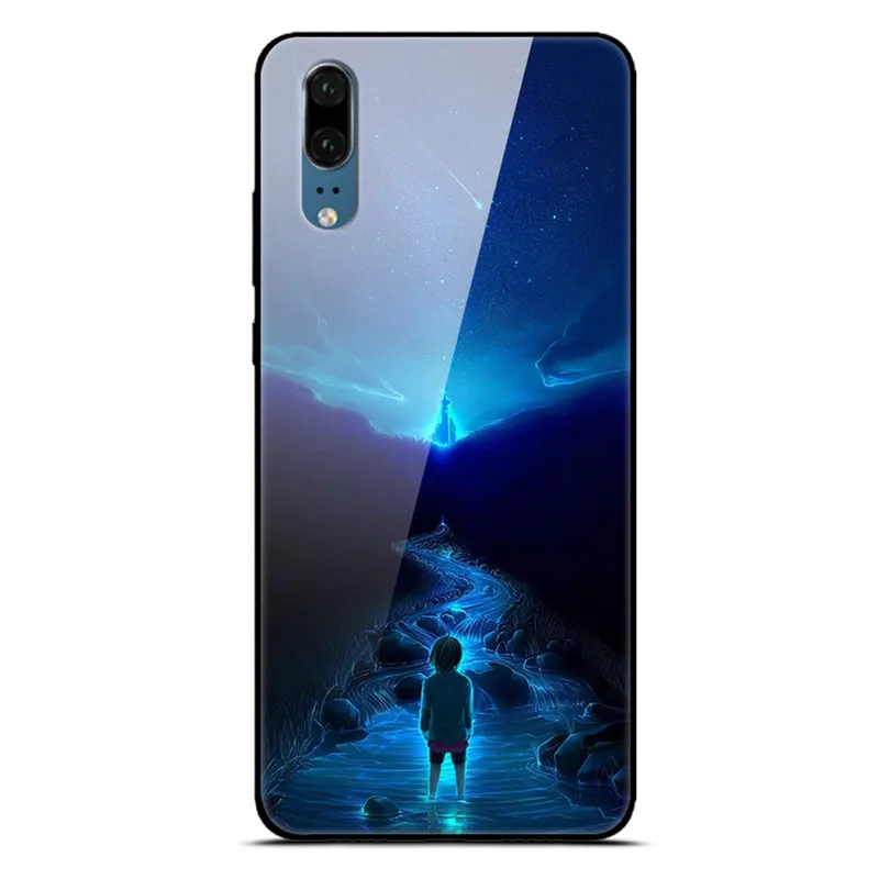 Для huawei P30 P20 Pro Lite чехол из закаленного стекла для телефона черный силиконовый чехол-Бампер для huawei P20 Lite P 30 Lite P20 Pro - Цвет: 10