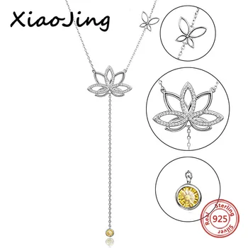 

New Arrival 925 Sterling Silver Lotus Flower Pendant Chain Necklace With Cubic Zircon Diy Fashion Jewelry Making For Women Gifts