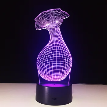 

Vase Table Decor Lamp Acrylic 3D Stereo Illusion Lamp 7 Color Change Small Night Light USB Touch Switch Bedroom Drop Shipping