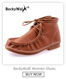 BeckyWalk/сезон осень-зима; зимние сапоги из натуральной кожи; женская обувь с круглым носком; повседневные женские ботильоны; мокасины; Botas Mujer; WSH3069