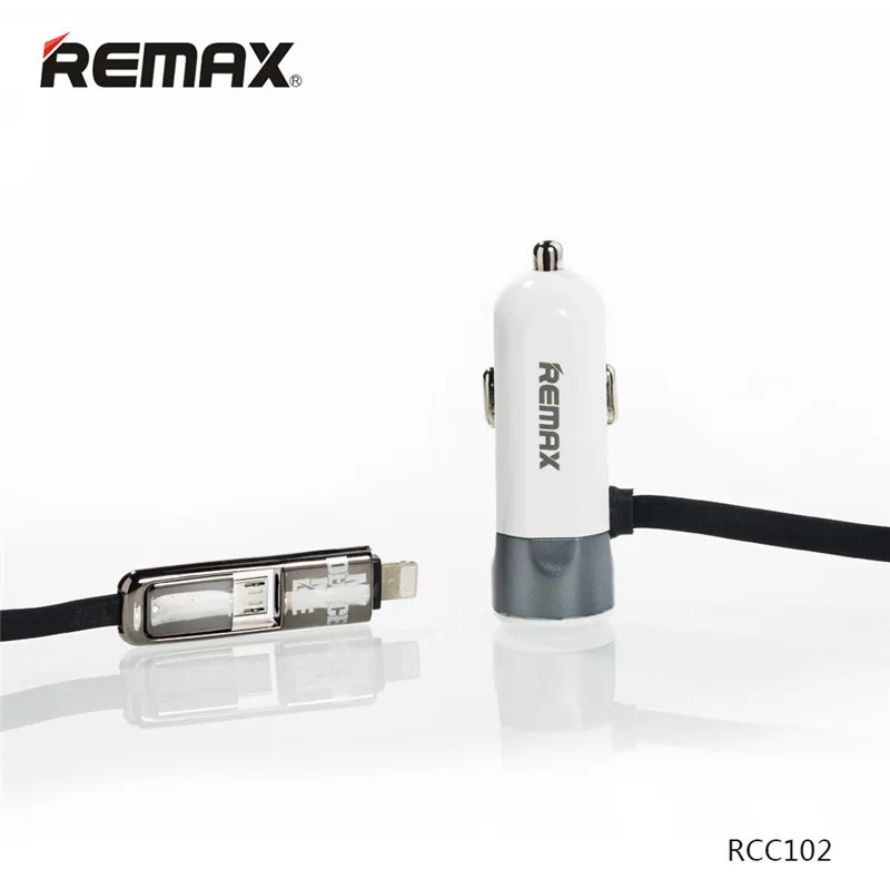 Автомобильное зарядное устройство remax 3.4A USB с кабелем 2в1 Быстрая зарядка для смартфонов iPhone iPad samsung huawei