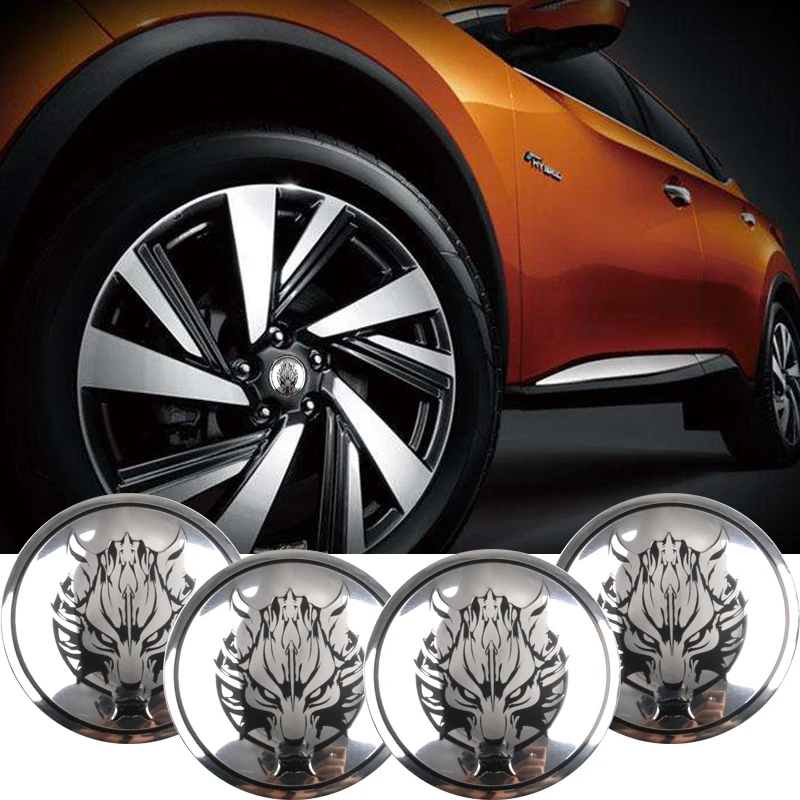 

4pcs/lot Car Motorcycle 56mm DIY 3D Werewolf Logo Universal Steering Wheel Center Hub Cap Emblem Badge Stickers Car styling