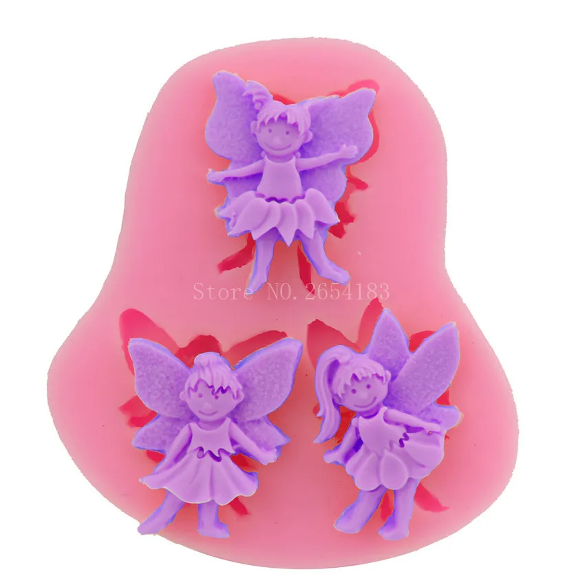 3hold ангел с украшением в виде бабочки; силиконовый Fondant(сахарная) Мыло 3D форма для торта, капкейков желейные конфеты Шоколадные украшения выпечки инструмент FQ2850