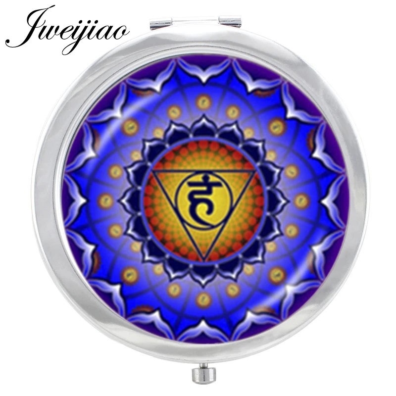 JWEIJIAO Мандала стеклянный кабошон геометрическое зеркало для макияжа Chakra Henna Zen Floding круглое портативное карманное косметическое зеркало espejo - Цвет: B440