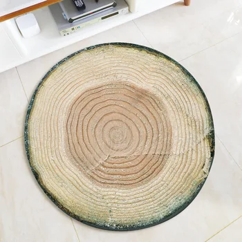 

Wood Grain Round Carpet Creative Home Decoration Living Room Rug Flannel Absorbent Non-slip Floor Mat Coffee Table Carpet
