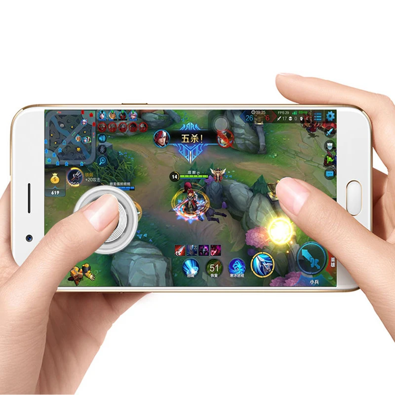 Goedkoop 2018 Fall Winter Nieuwe Ronde Game Joystick Mobiele Telefoon Rocker Voor Iphone Android Tablet Metalen Knop Controller Voor PUBG