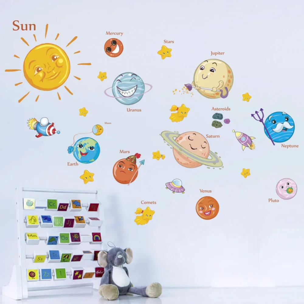  cartoon universe Space Planet wall stickers PVC self adhesive wall mural kindergarten classroom dec - 32863951322