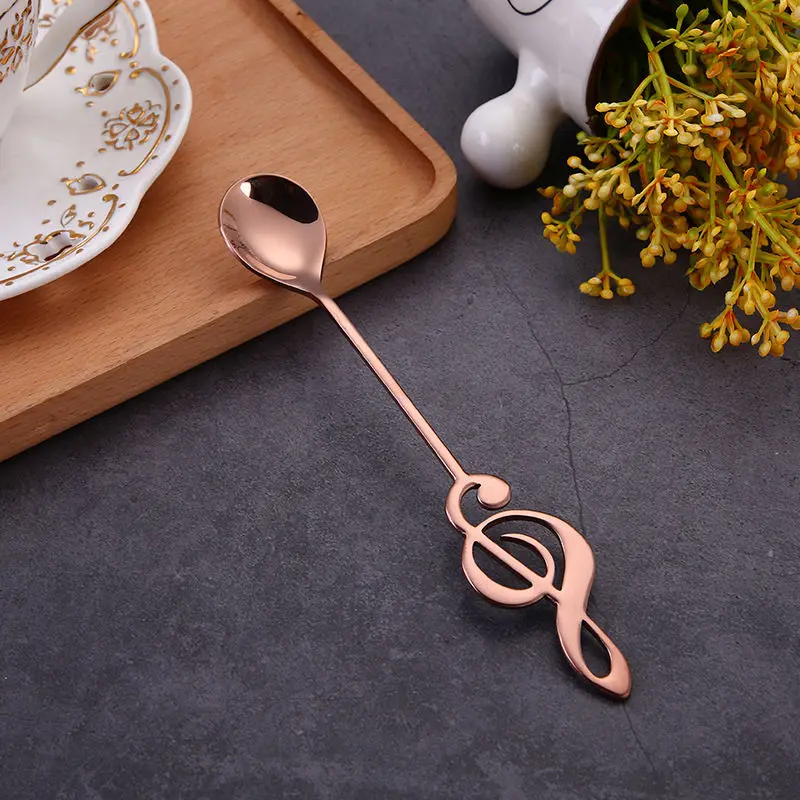 Vacclo примечание форме мини-кофейная чайная ложка десертная ложка подвесная ложка Глод Silver Spoon 304 Нержавеющая сталь столовые приборы, посуда - Цвет: rose gold