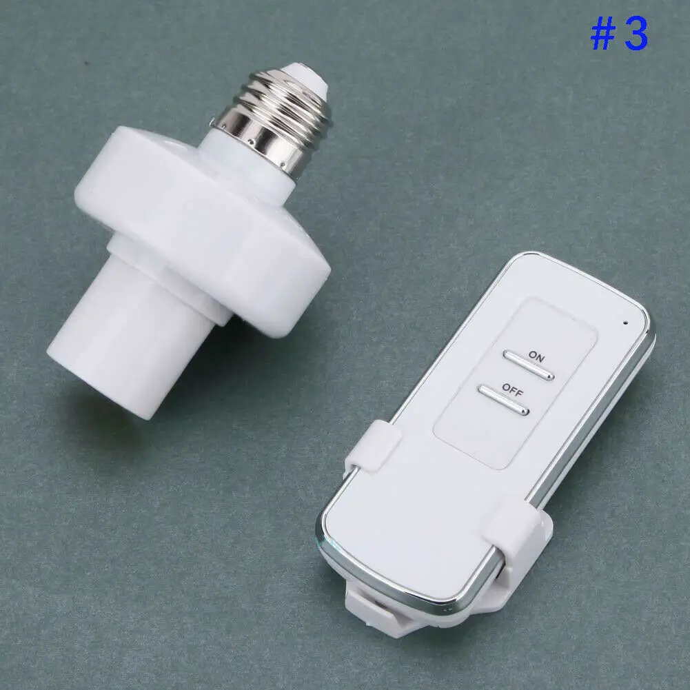 E27 220V Screw Wireless Remote Control Light Lamp Bulb Holder Cap Socket Switch Set - Цвет: 3