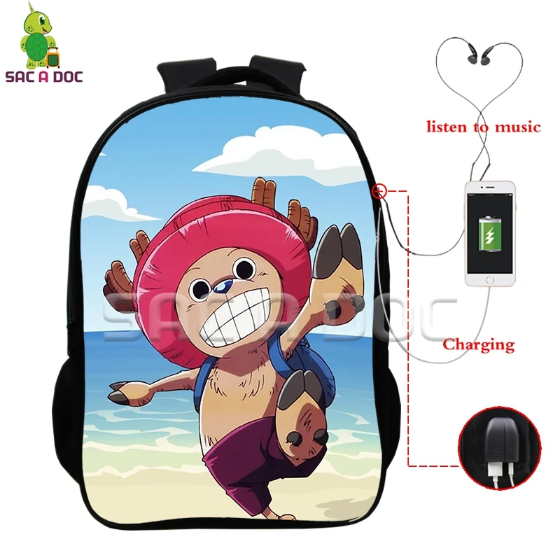 Chopper Hat Roffatide Anime One Piece Laptop Backpack With USB