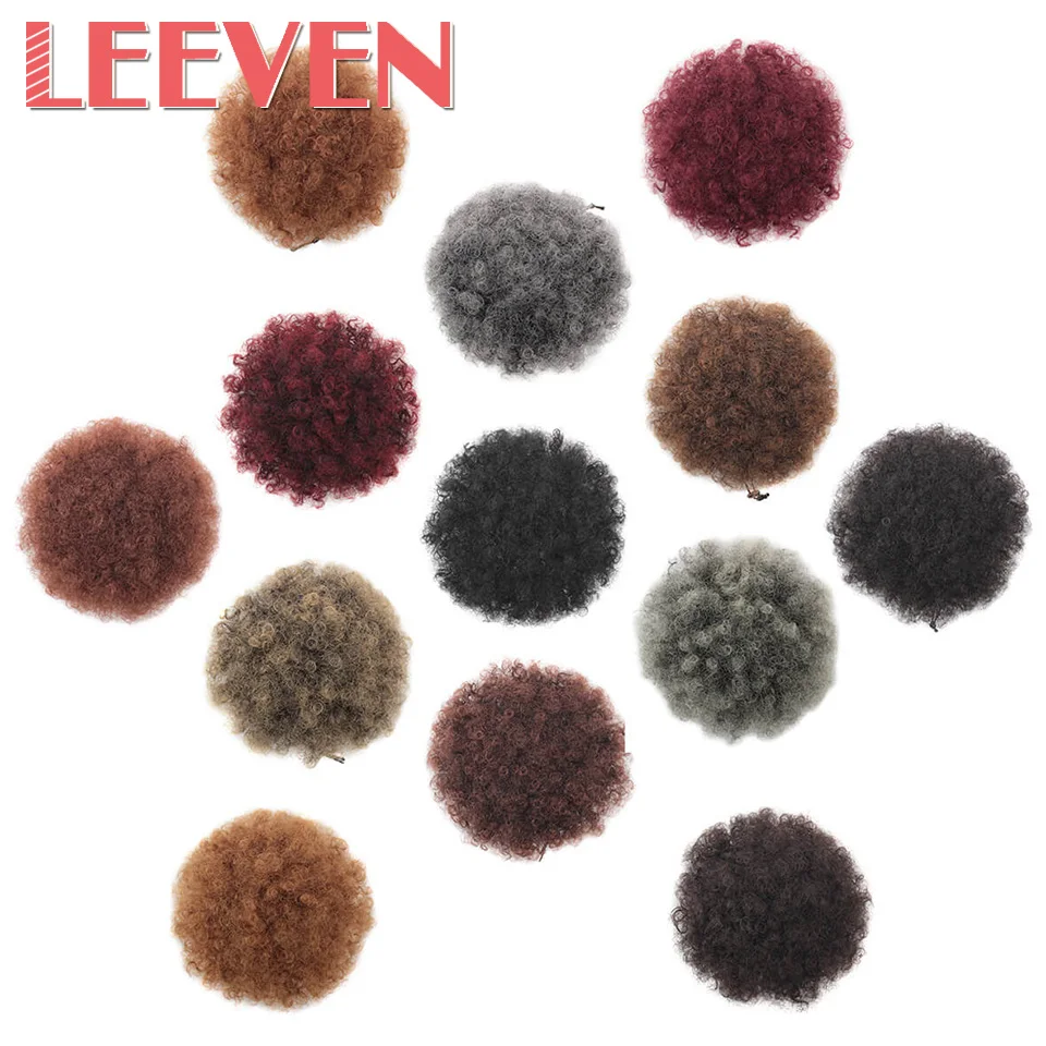 

Leeven Synthetic Puff Afro Curly Wig Ponytail Drawstring Afro Kinky Pony Tail Clip in Chignon Bun Hairpiece Ponytail Extensions