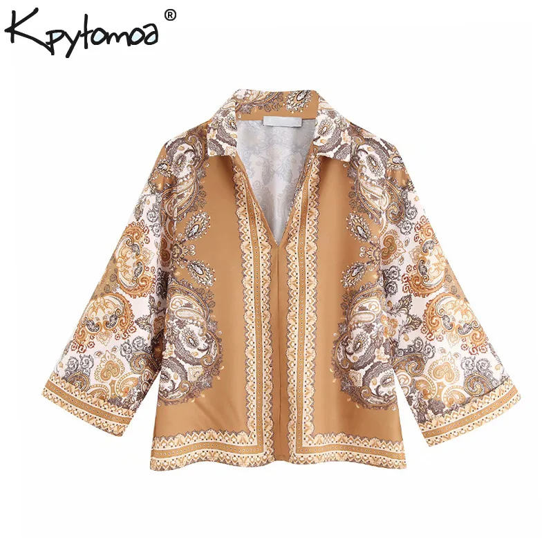 

Vintage Stylish Floral Print Tops Women Blouses 2019 Fashion V Neck Flare Sleeve Chic Ladies Shirts Casual Blusas Mujer