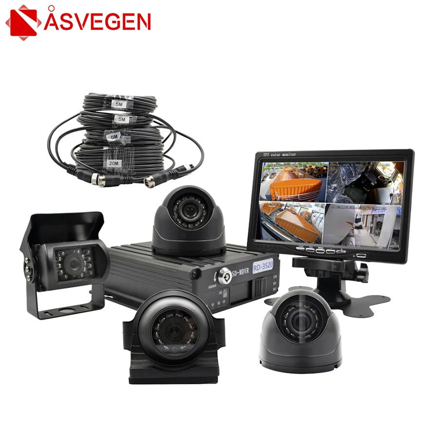 

Asvegen 4CH SD Card Van Bus Heavy Equipment Large Vehicle Truck Rear View Camera Mobile DVR Kit Video Recorder Car MDVR System