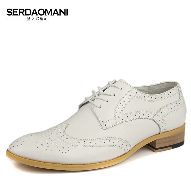 Blanc Shoes Shoes En Laçage Bullock Hommes Robe Printemps Serdaomani Pour Automne Cuir Noir Chaussures white Black Véritable Oxford Formelle De Mariage SWvBqU