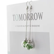 Boucles d'oreilles en forme de fleur séchée pour femmes, en boule de verre, fantaisie, DIY, lignes d'oreilles, # HZ229