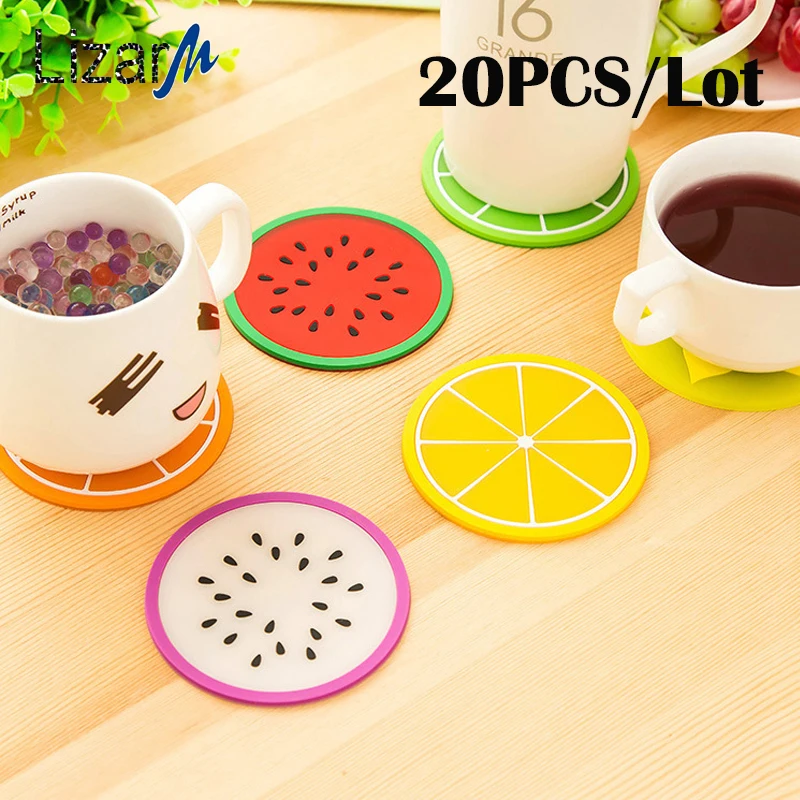 

20PCS/lot Fruit drink coaster for hot Silicone cup mat placemat stand hot coasters individual kitchen table mats Pad Slip Holder
