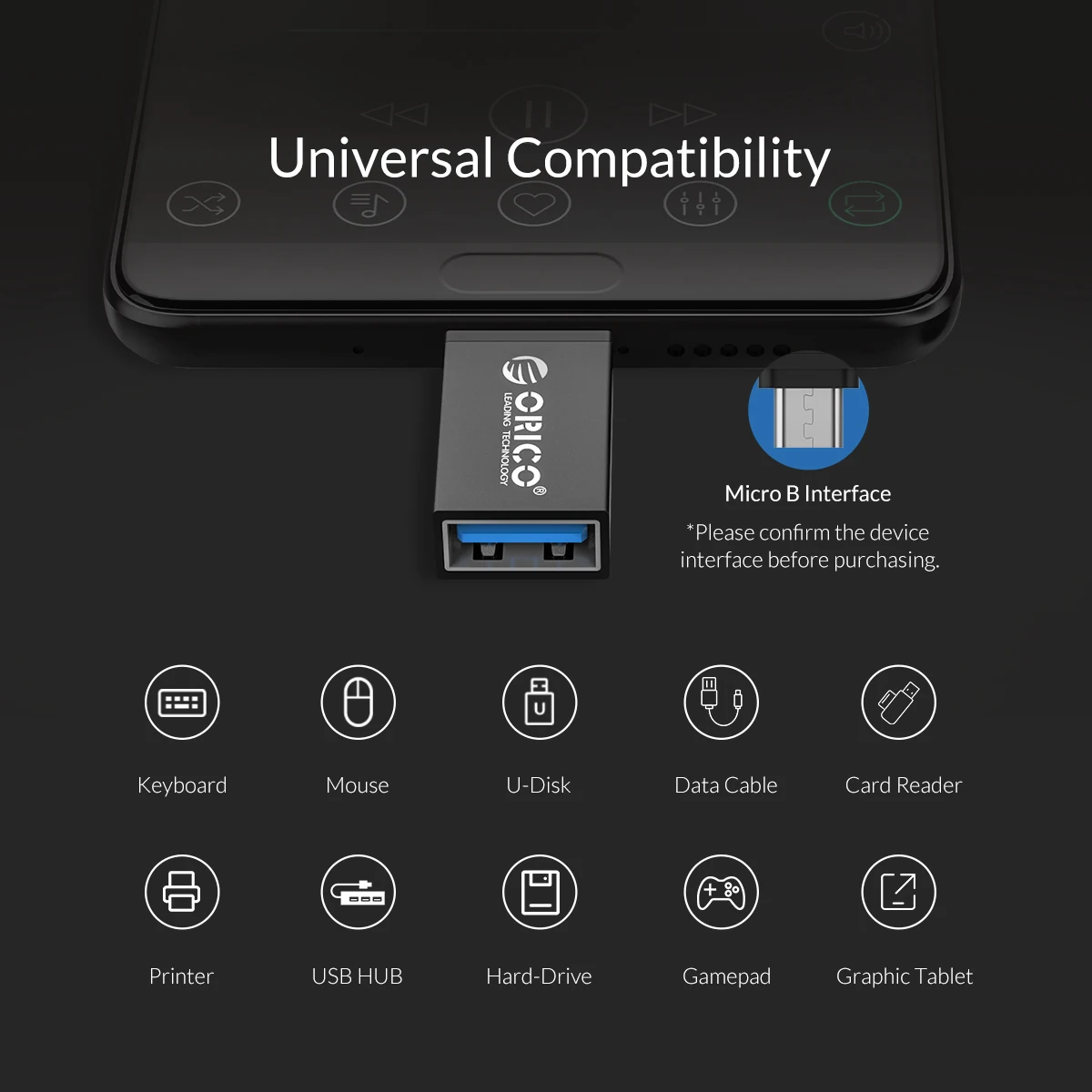 ORICO OTG адаптер USB 3,0-type C Micro B usb type-C OTG адаптер конвертер для huawei samsung Macbook OPPO