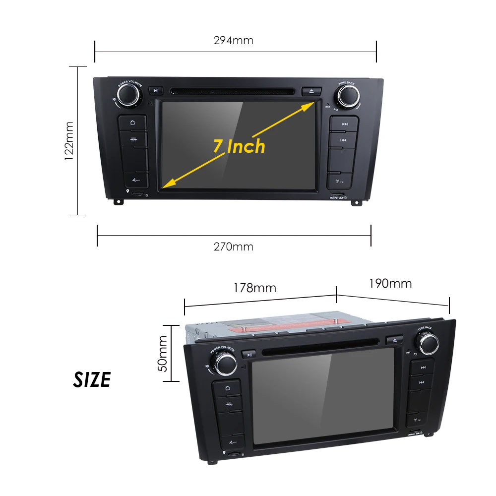 7"1 Din Android 9.0 Quad Core Car Radio GPS Navi Car DVD Player For BMW 1 Serie E81 E82 E87 E88 I20 2004-2011 Head Unit BT Wifi