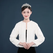 Новая женская свадебная шаль с длинными рукавами, меховая искусственная меховая накидка, элегантное теплое болеро, свадебная накидка, Свадебный жакет шубка, зимняя меховая накидка