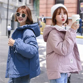 

2020 New Women Jacket Women's Clothing Fashion Hooded Cotton Suit Large Pocket Winter Coat Girls Outerwear V884