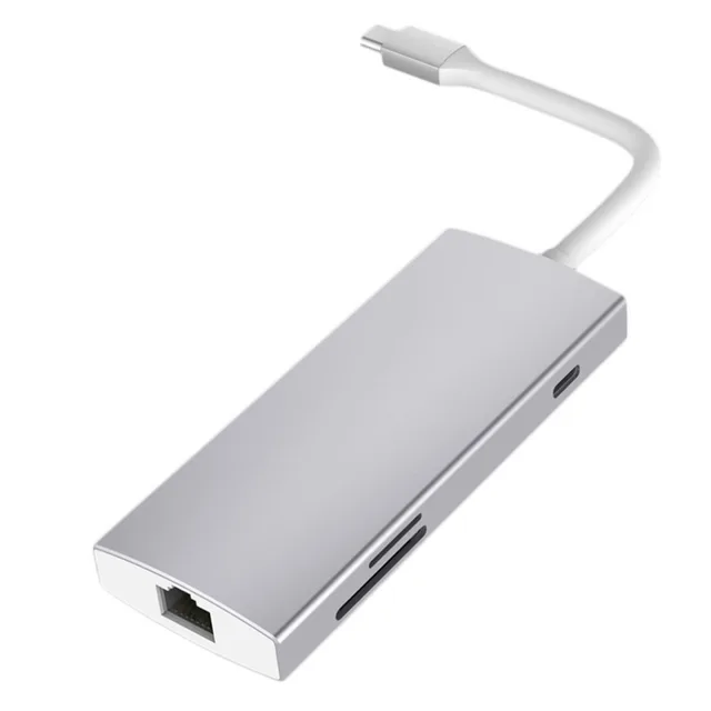 Best Quality 7-in-1 USB Type-C Hub Type-C to HDMI Converter LAN Adapter Splitter Ethernet Port 4K Video HD TF Card Reader USB 3.0 HUB Laptop