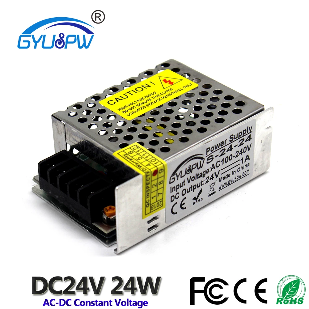 

Best quality 24V 1A 24W Switching Power Supply Driver Transformer AC 100-240V Input to DC 24V SMPS for LED Strip Light