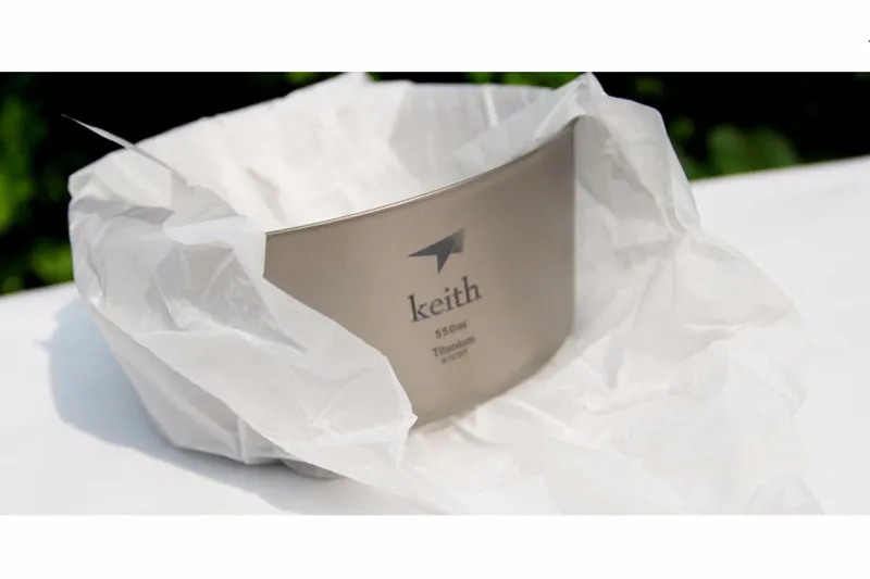 Keith Titanium Bacia Double-wall Função Bacteriostática Turismo Outdoor Camping Caminhadas Picnic Talheres Tigela 114g Kt322 550 ml 13 Louça para ar livre