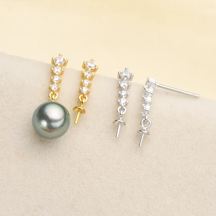 

925 Sterling Silver Pearl Party Earrings Stud Earrings Beautiful Findings Exquisite Jewelry Parts Fittings Women's Accessories