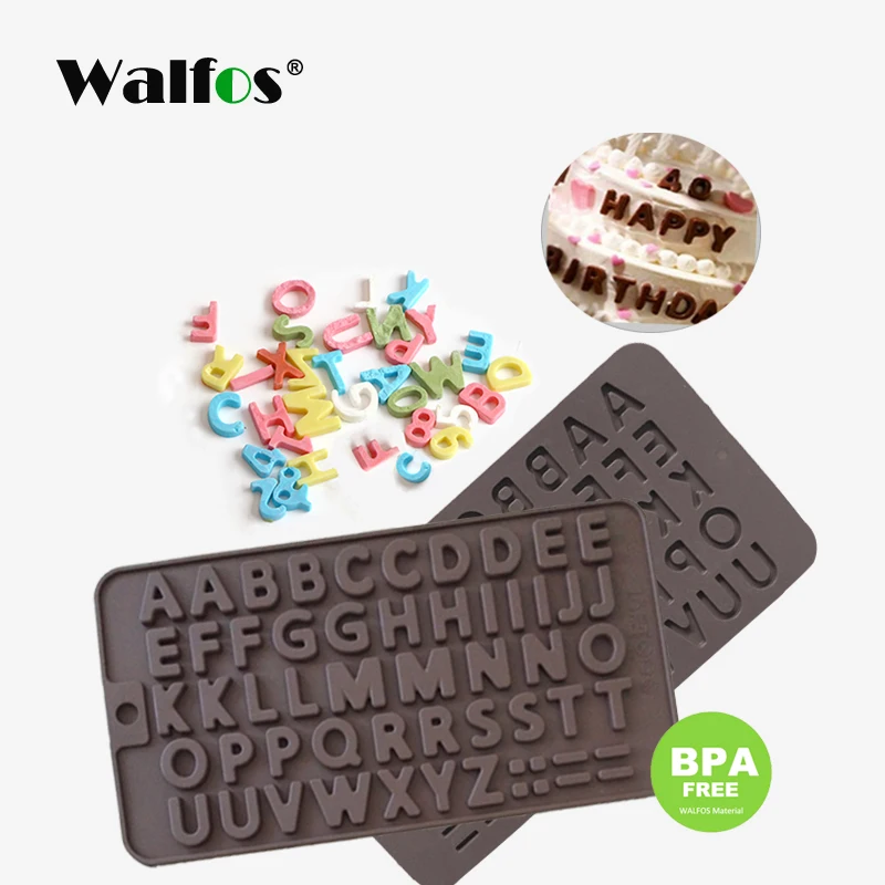 WALFOS 26 английские формы для букв, силиконовые формы для шоколада, формы для украшения торта, формы букв, высокотемпературная форма для помадки