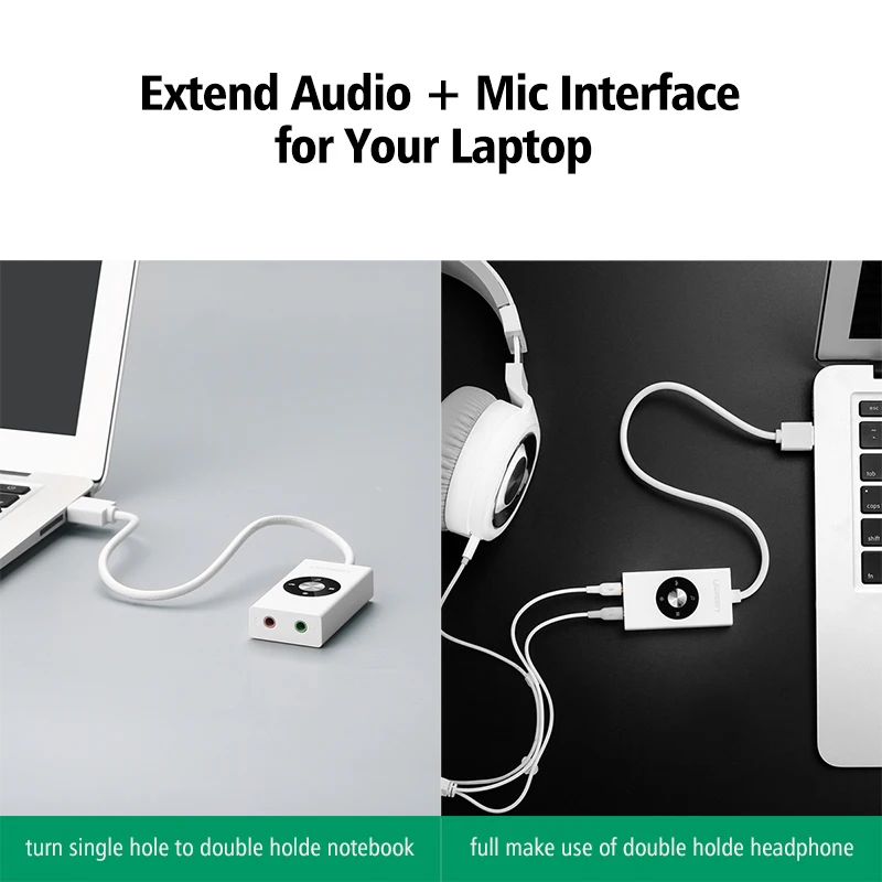 Внешняя звуковая карта USB 5 1 Ugreen стерео Mic Speaker Audio Jack 3 мм Кабель адаптер для ПК