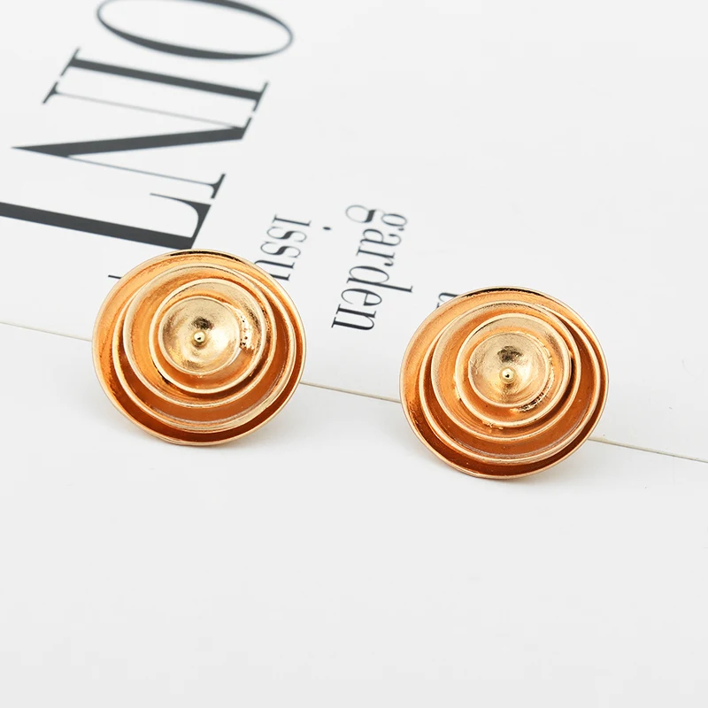 Wild&Free Special Gift Gold Color Stud Earrings For Women Statement India Jewelry Layered Round Earrings Accessories Wholesale